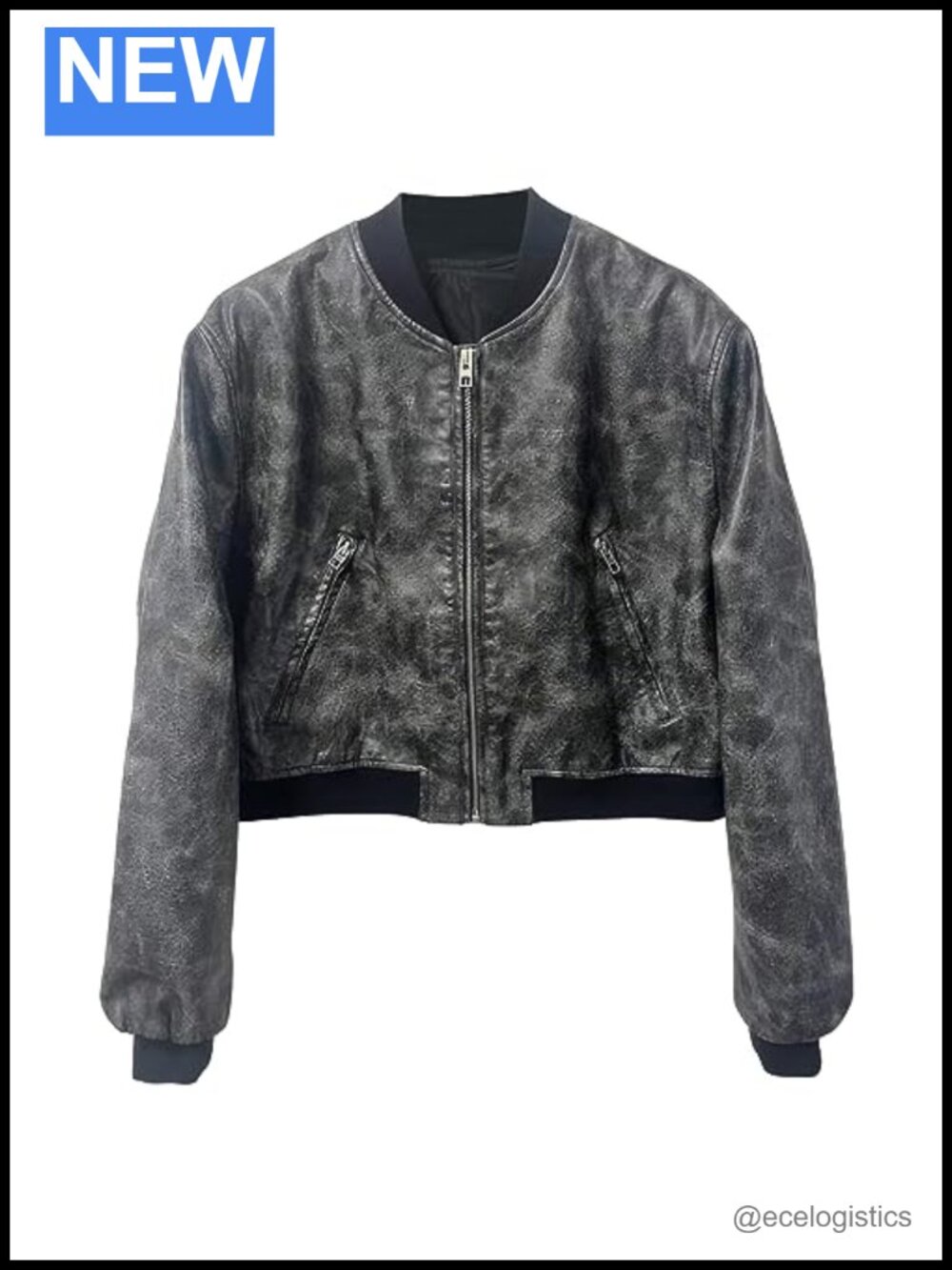 Genuine Sheepskin Leather Bomber Jacket Cropped Zip-Up